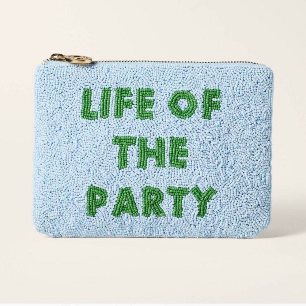 Kate Spade By Target Blue and Green Beaded Party Pouch